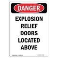 Signmission OSHA Danger Sign, 14" Height, Aluminum, Explosion Relief Doors Located Above, Portrait OS-DS-A-1014-V-2335